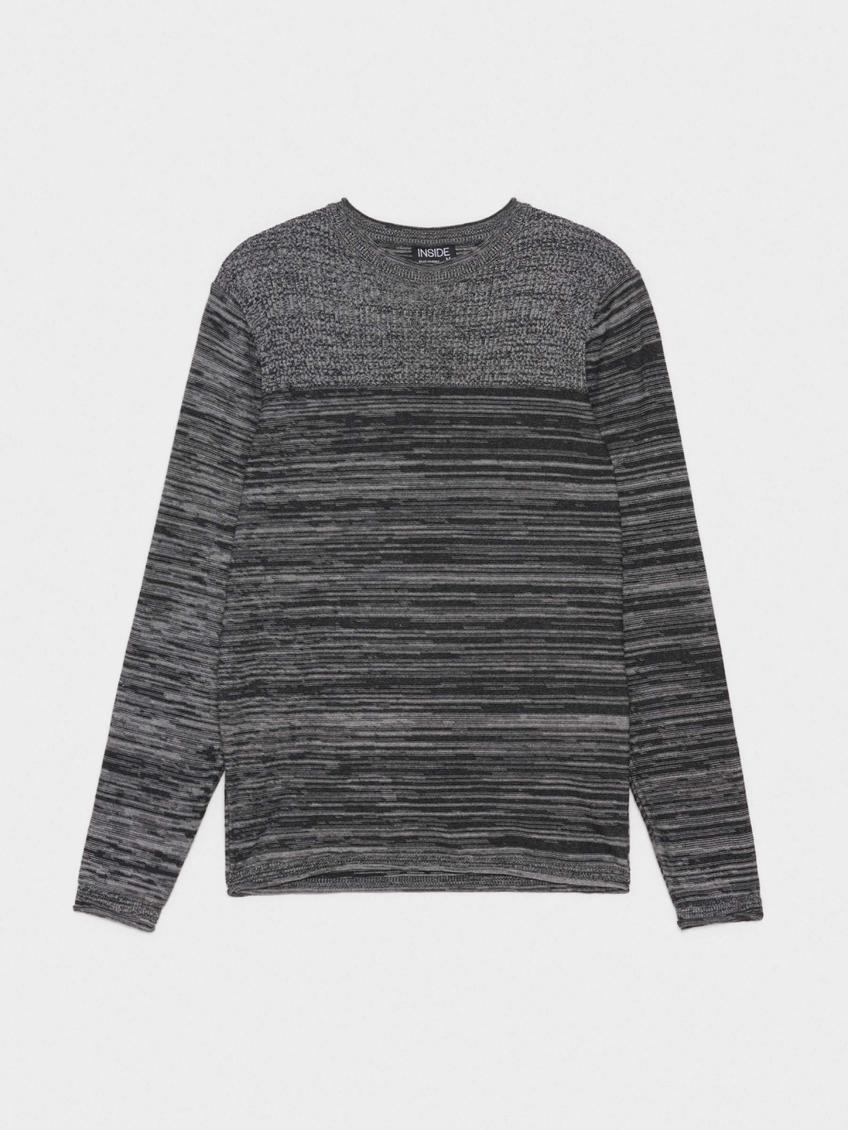 %Pto% Combined ribbed sweater dark grey front view