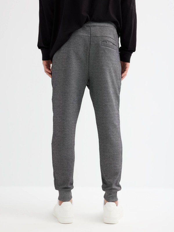 Combined gray jogger pants grey middle back view