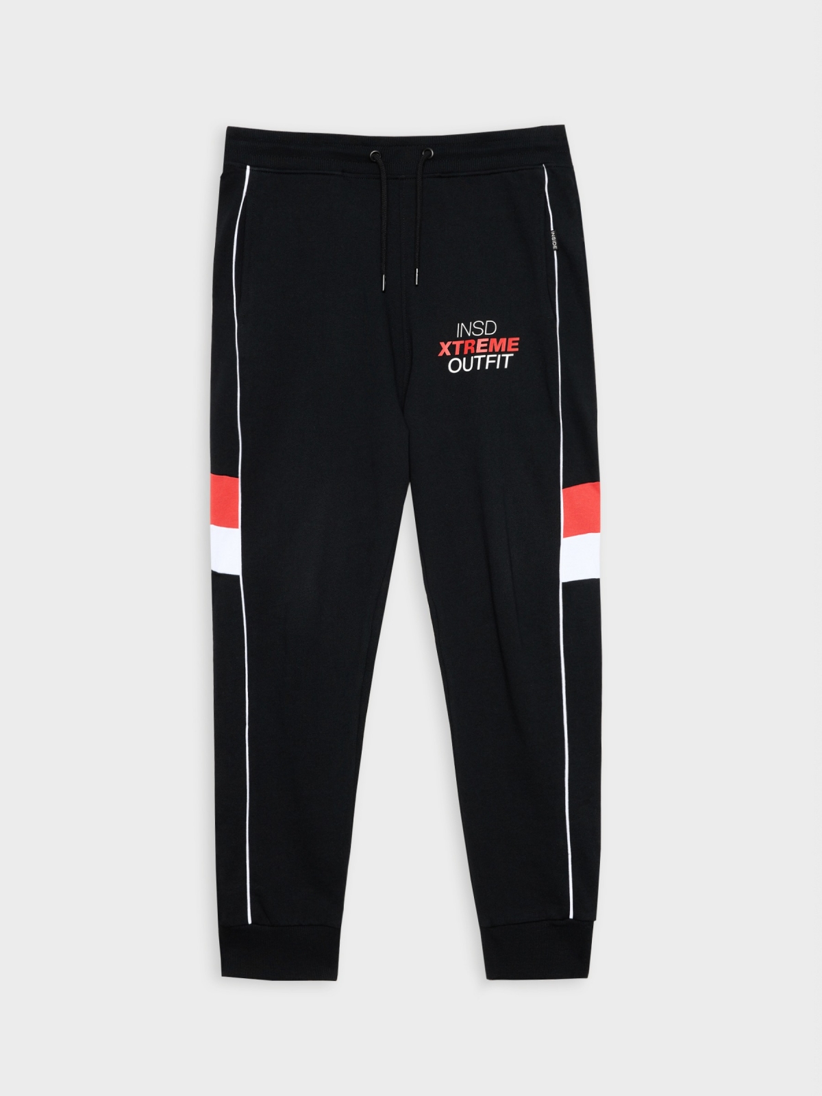  Calça jogger detalhes combinados preto vista frontal