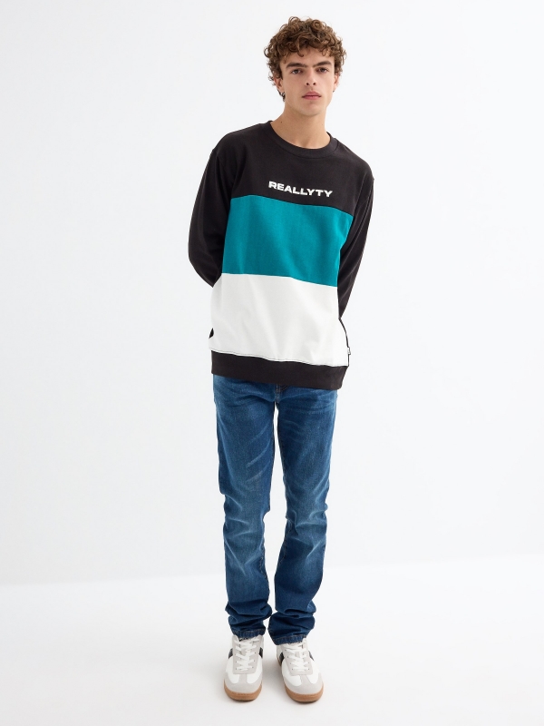 Color block sweatshirt black front view