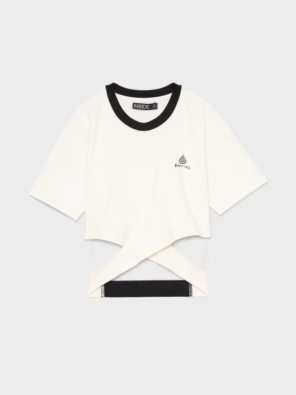  White cropped cut-out t-shirt off white front view