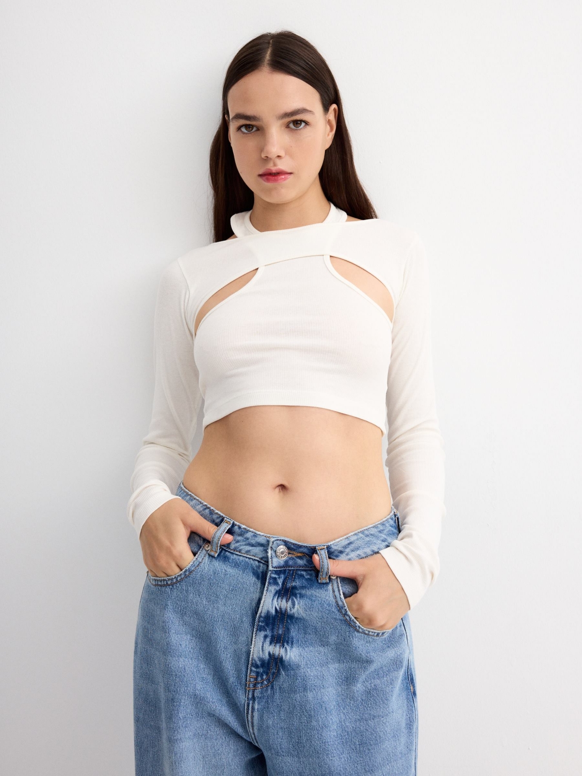 %New% Ribbed cut out t-shirt off white %New% Ribbed cut out t-shirt off white