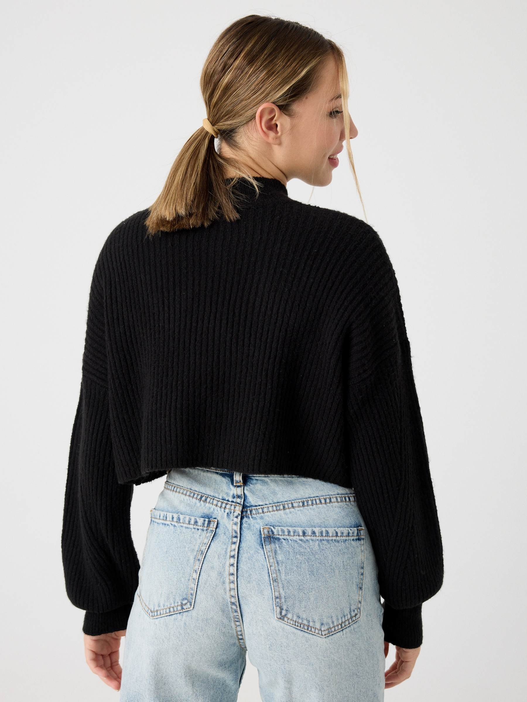 Perkins neck ribbed jumper black middle front view