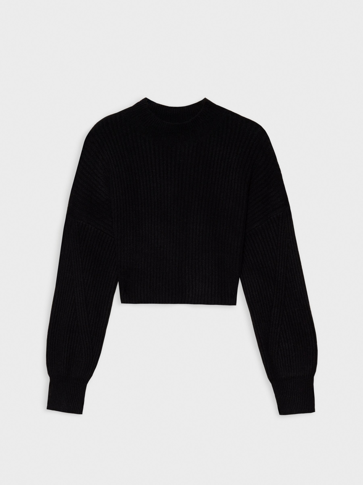 %Pto% Perkins neck ribbed jumper black