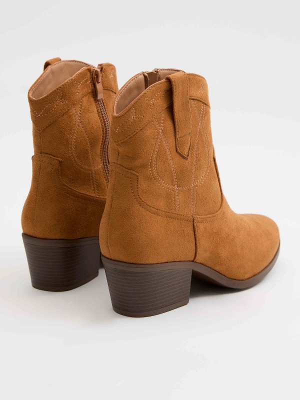 Dark camel cowboy boots brown 45º back view