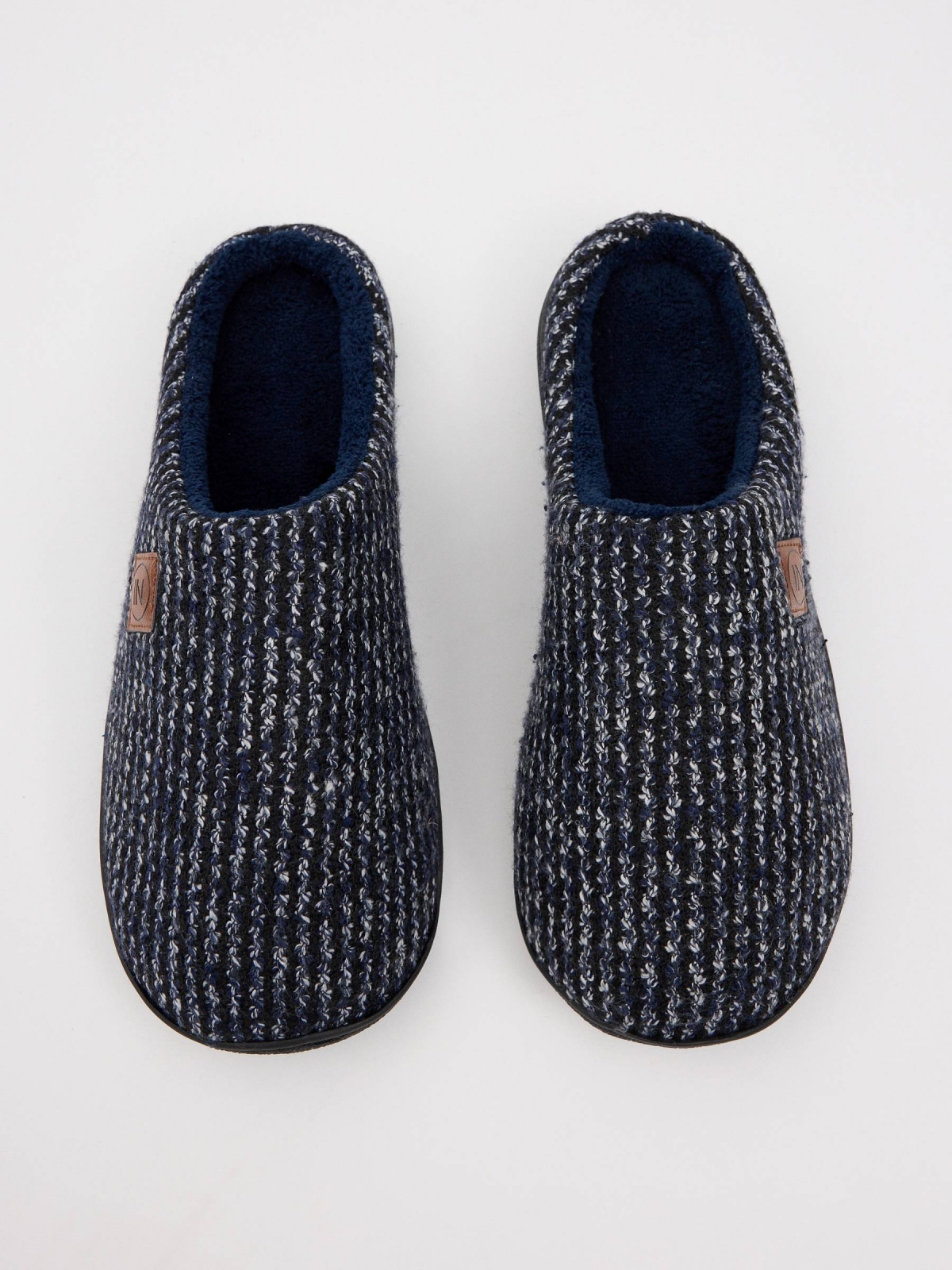 Marbled knit slippers navy foreground