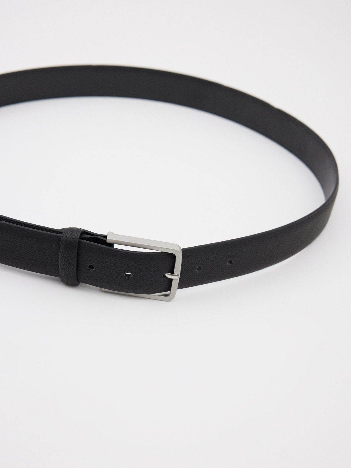 Black leatherette belt detail view