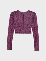 %Pto% Psychedelic print tulle t-shirt fuchsia front view