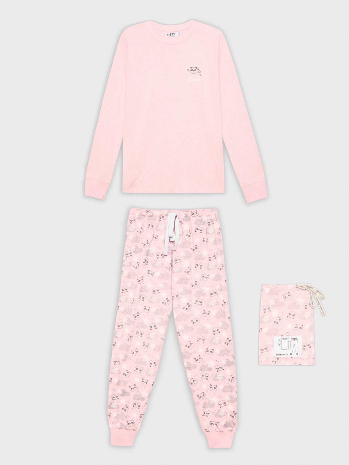 Panda pijama rosa rosa claro