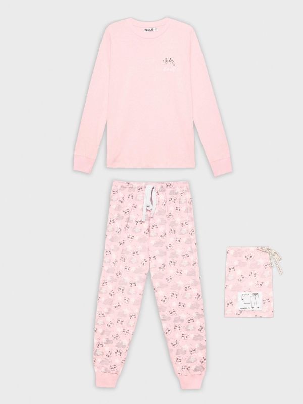 Panda pink pajamas light pink