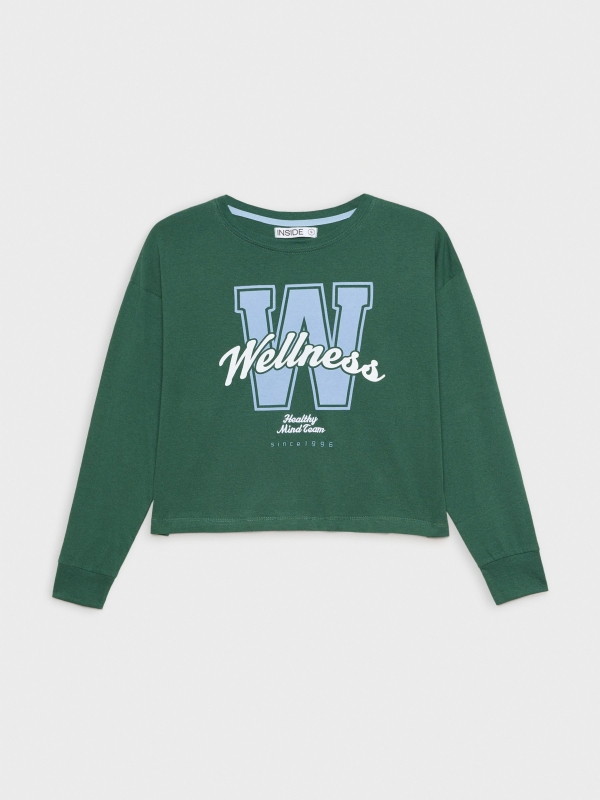 T-shirt com estampado verde vista detalhe