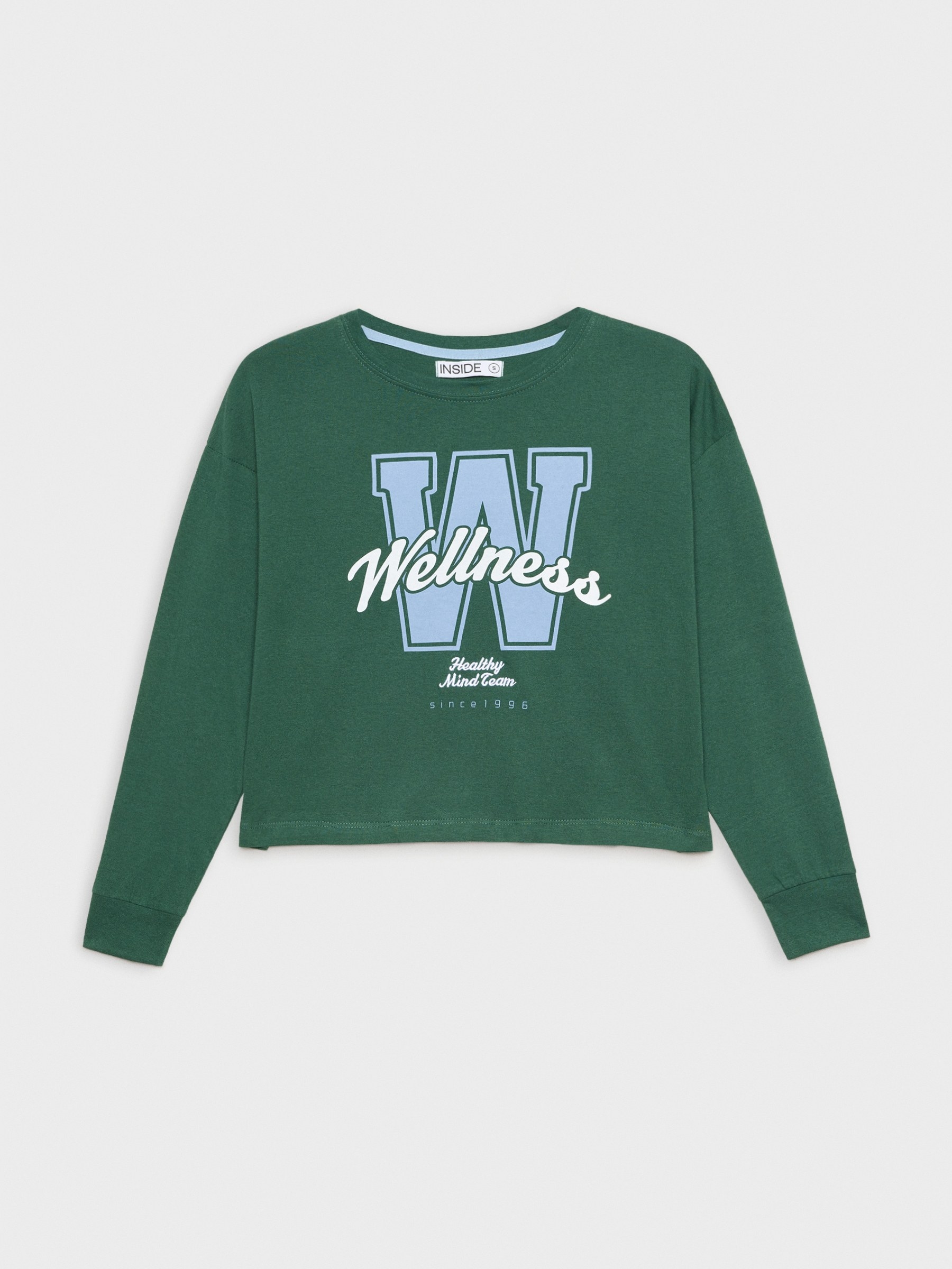 T-shirt com estampado verde vista meia frontal