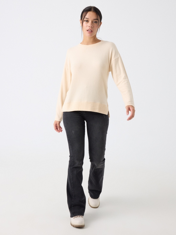 Soft fabric t-shirt sand front view