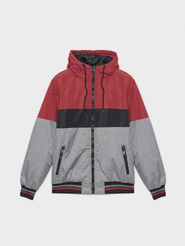  Padded jacket with blocks hood grey