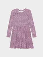 %Pto% Vestido estampado com babado lilás vista frontal