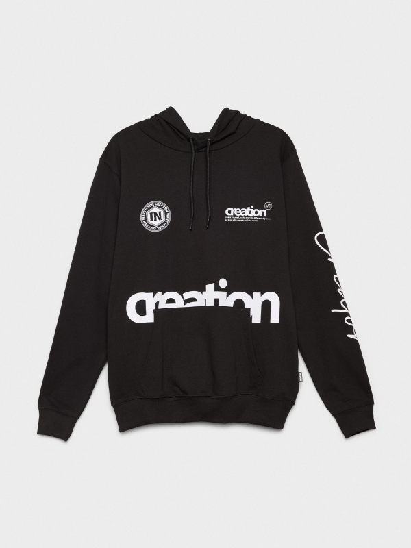  Hoodie preta estampada preto vista frontal