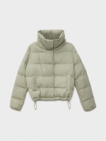 %Pto% High neck padded jacket khaki front view