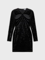 %Pto% Vestido de veludo cut out brilhante preto
