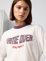 %Pto% T-shirt with print beige