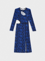%Pto% Vestido midi cut out print psicodélico azul oscuro