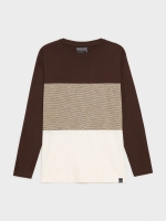 %Pto% Combined textures T-shirt chocolate front view