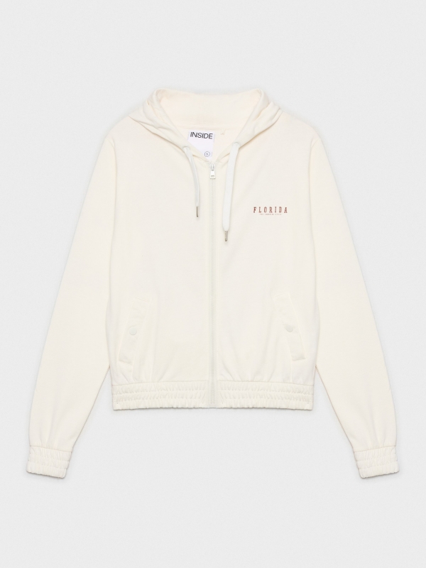  Sudadera abierta con capucha blanco roto