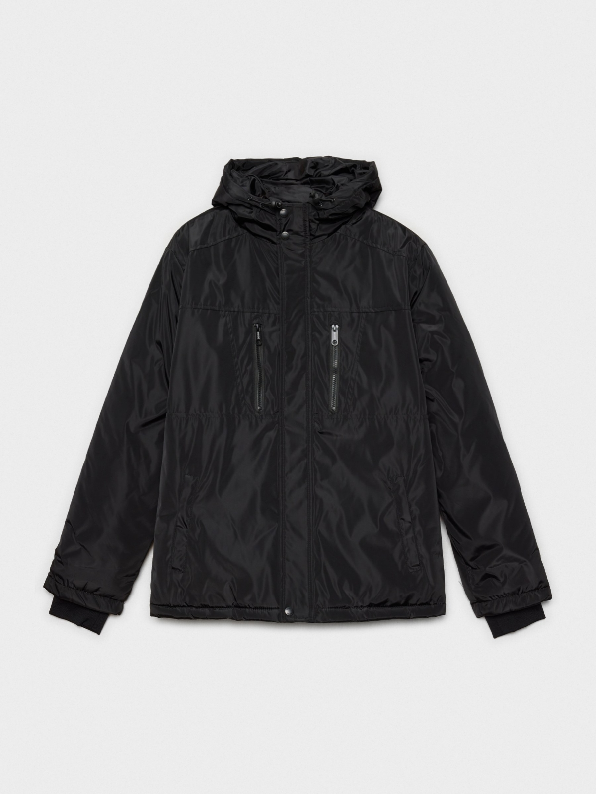  Parka negra capucha negro