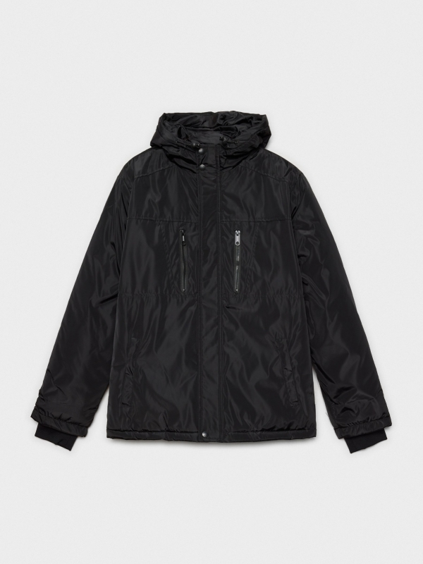  Hooded black parka black