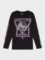 %Pto% Camiseta estampado calavera punk negro vista frontal