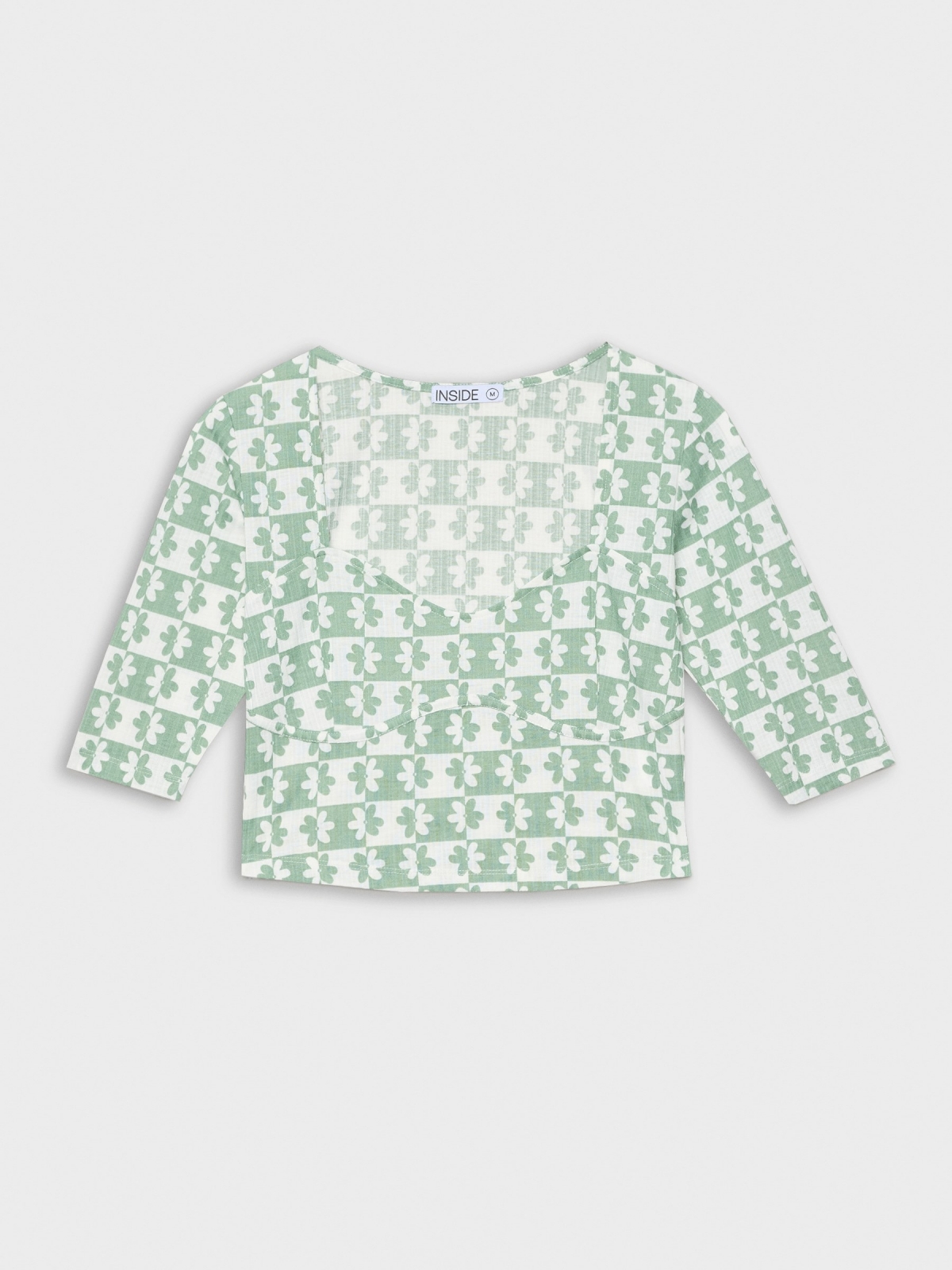  Floral sweetheart neckline t-shirt green