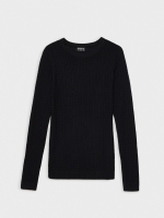 %Pto% Textured knitted sweater black front view