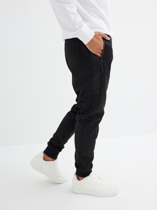 Acetate joggers black detail view