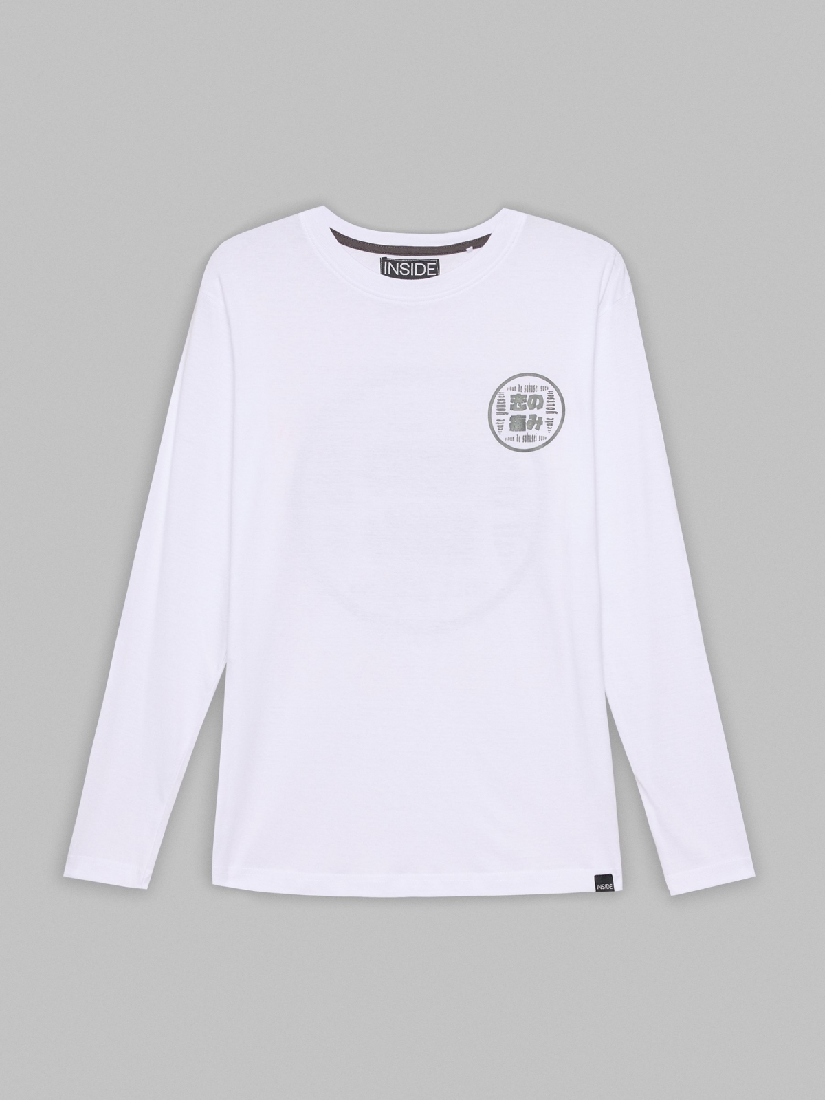  T-shirt japonesa estampada branco vista frontal