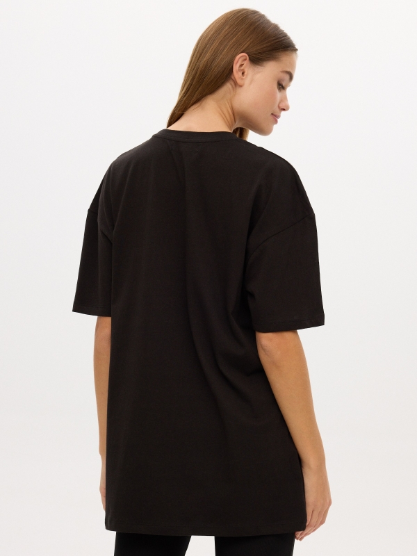 Oversize T-shirt DON'T PANIC black middle back view