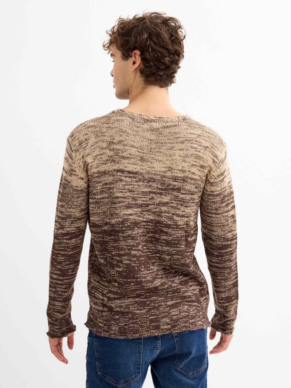 Combined marbled sweater brown middle back view