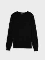 %Pto% Basic striped texture sweater black front view