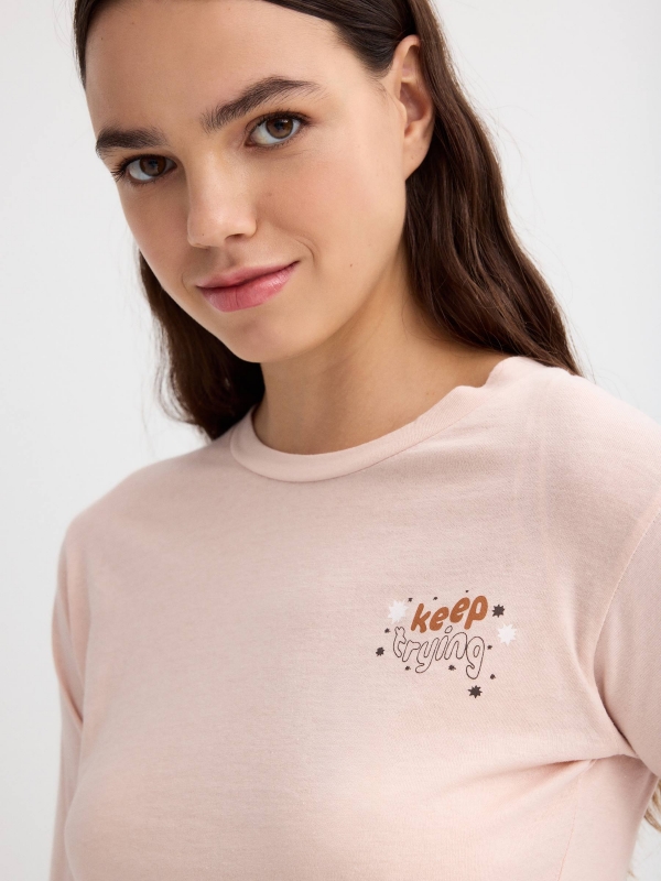 T-shirt with print pink detail view