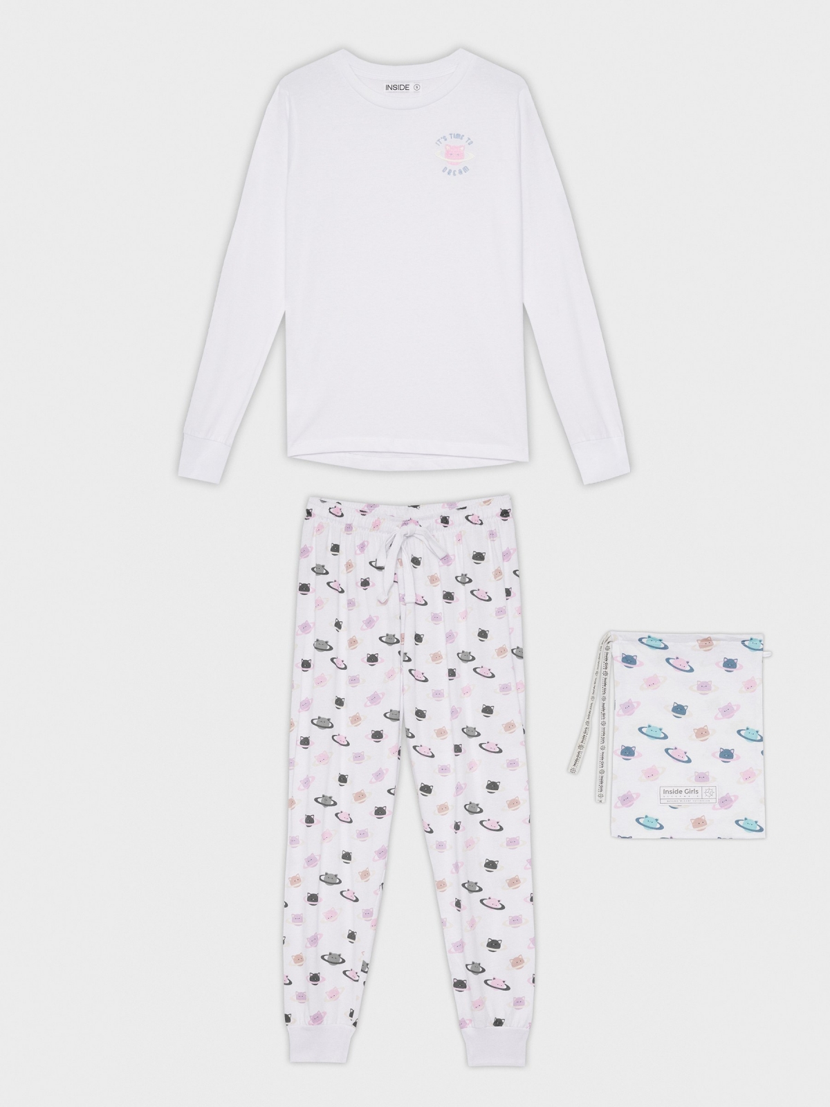 Printed pajama pants white