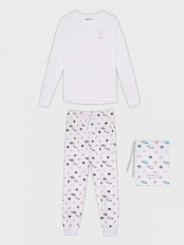 Calças de pijama impressas branco