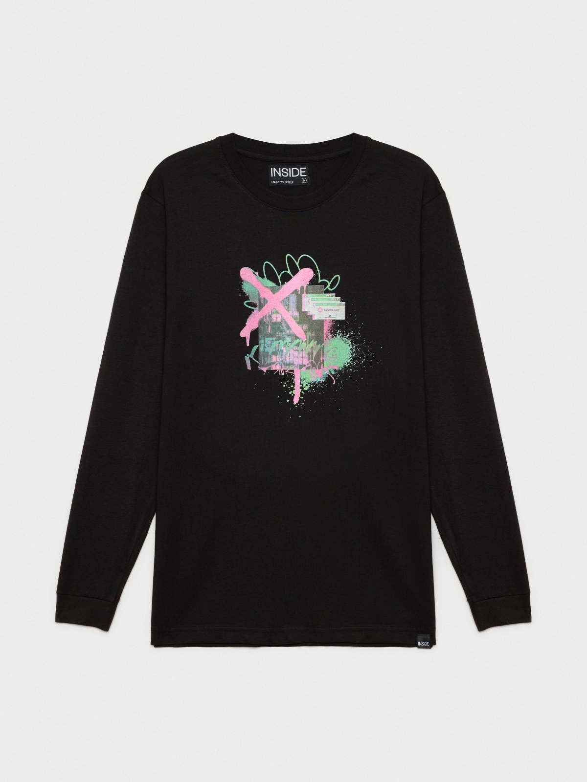 %Pto% T-shirt de grafite preto vista frontal