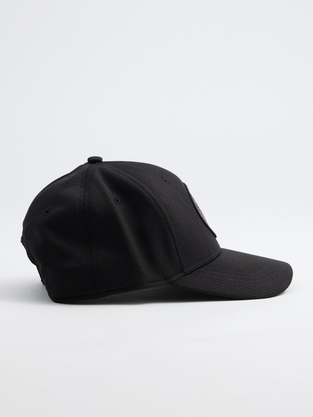 Baseball cap with embroidered logo black detail view