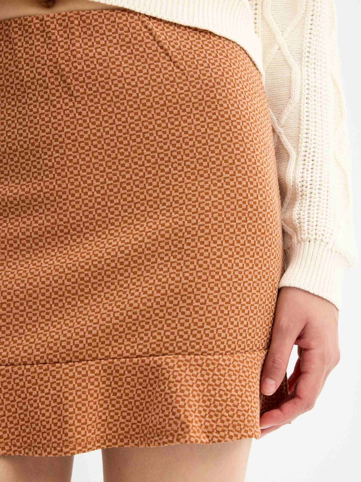 Falda jacquard volante marrón vista detalle frontal