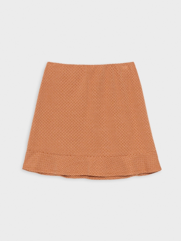  Ruffled jacquard skirt brown front view