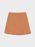 %Pto% Saia jacquard com babado marrom vista frontal