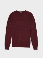 %Pto% Basic striped texture sweater garnet front view