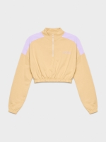 %Pto% Sweatshirt cropped com fecho de correr marrom terra
