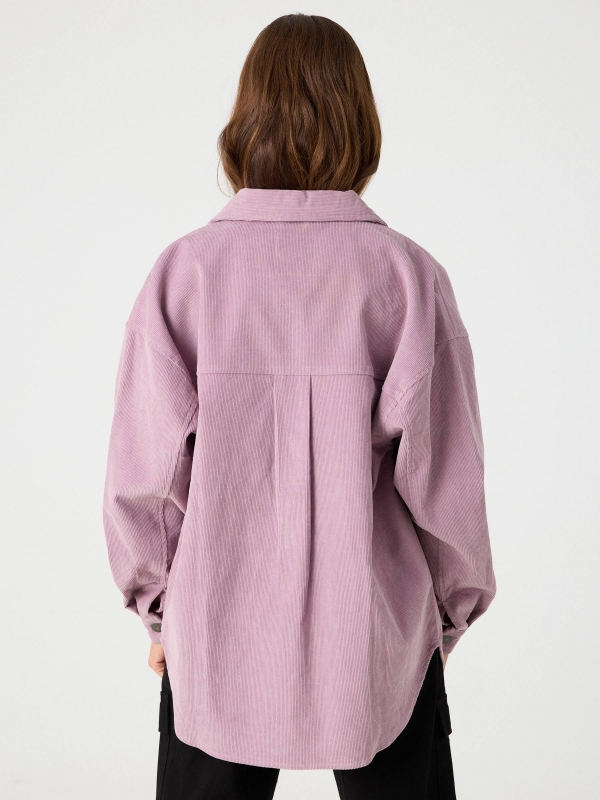 Lilac corduroy overshirt lilac middle back view