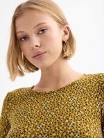 %Pto% Vestido evasé animal print mostaza
