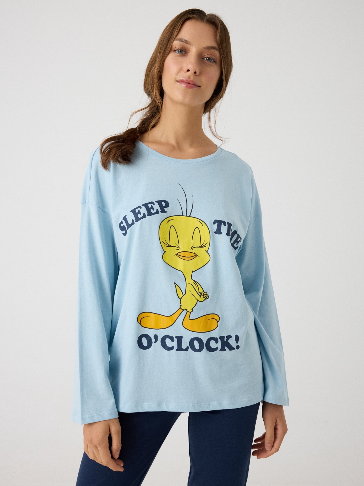 Pijama Tweety azul vista meia frontal