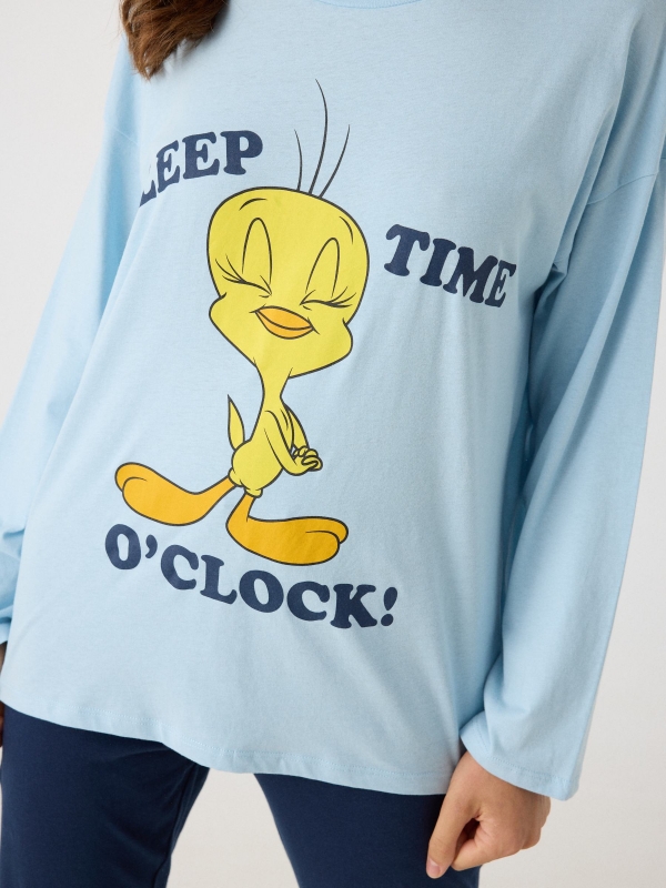 Tweety Pajamas blue detail view